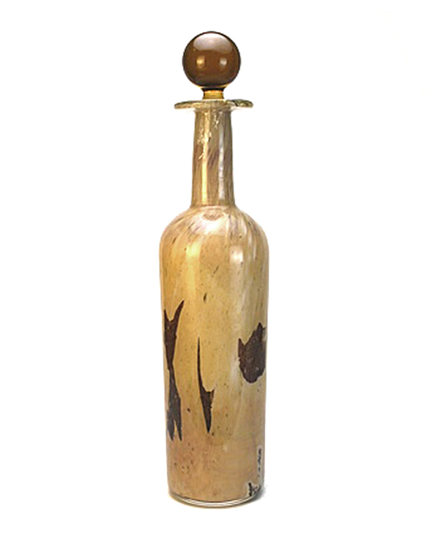 Murano Art Collection Glass Striati Bottle In Brown