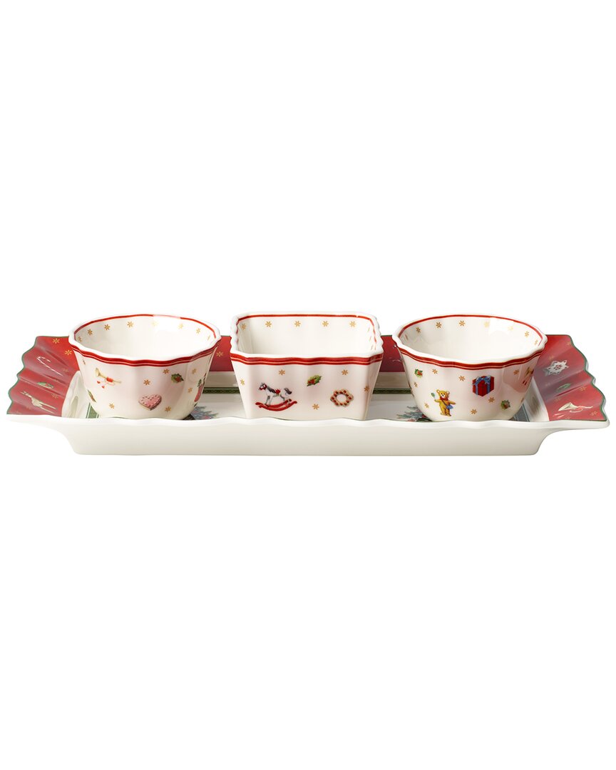 Villeroy & Boch Christmas Toy's Delight Set Of 3 Dip Bowls With Tray