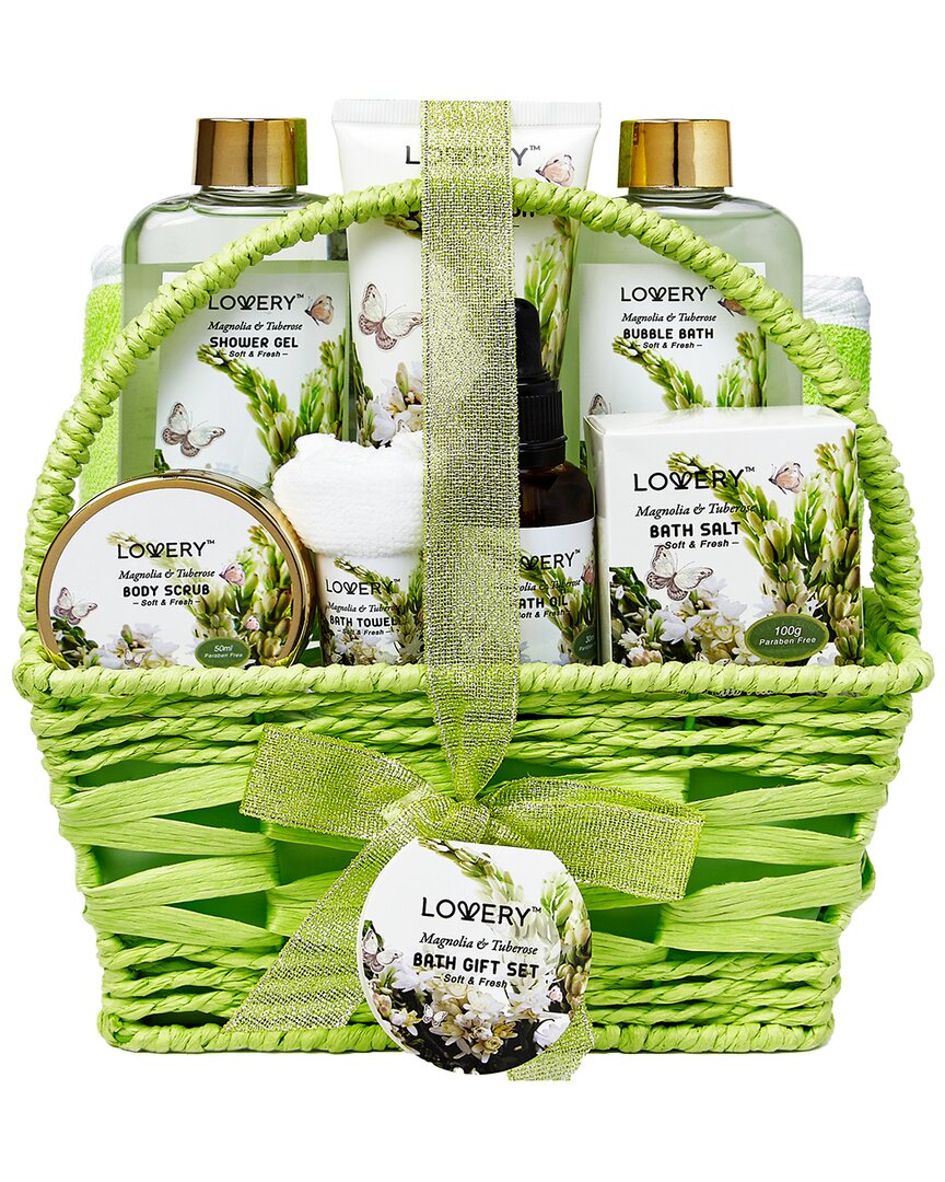 Lovery Magnolia Tuberose Home Spa Kit, 9pc Bath And Body Gift Basket