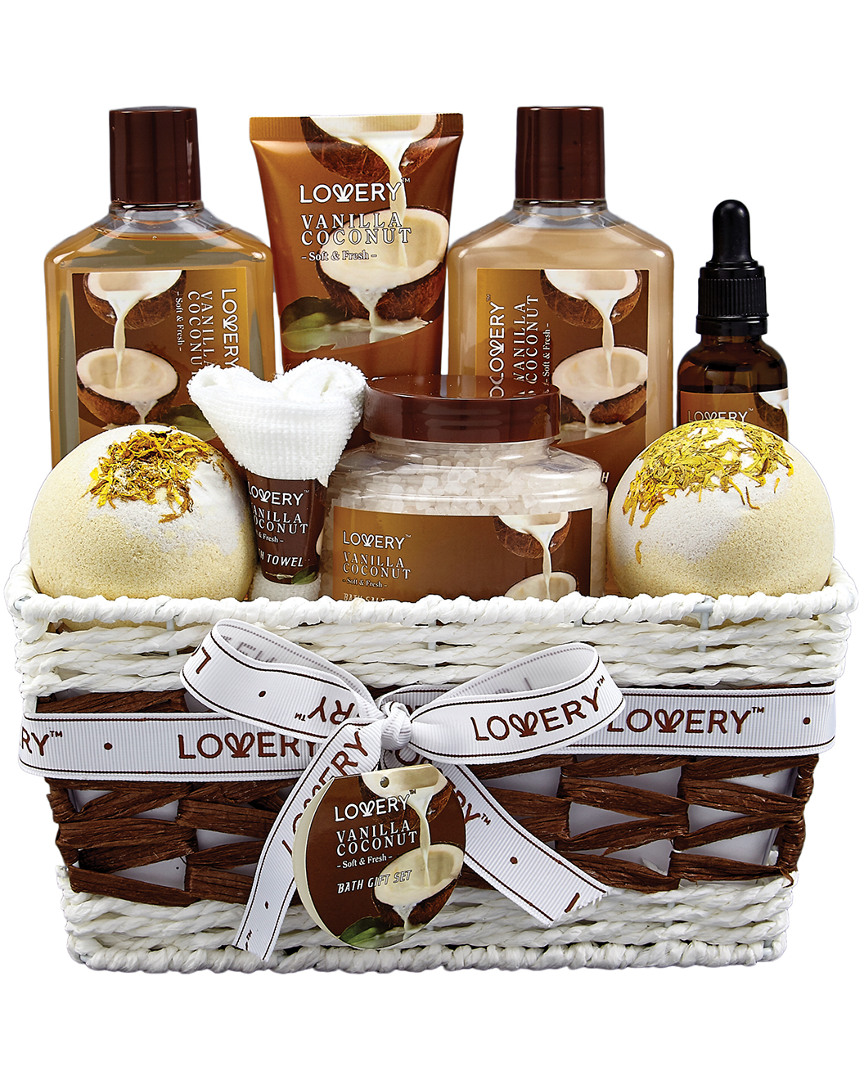 Lovery 9pc Vanilla Coconut Home Spa Set - Bath And Body Selfcare Gift
