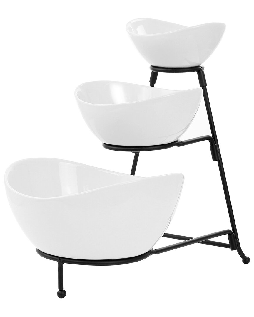 ELAMA ELAMA 3-TIER OVAL BOWL PORCELAIN SERVEWARE SET