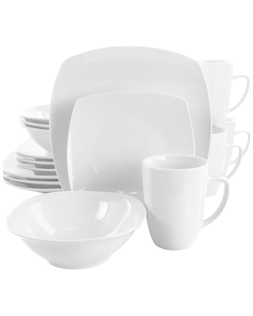ELAMA ELAMA BISHOP 16PC SOFT SQUARE PORCELAIN DINNERWARE SET 