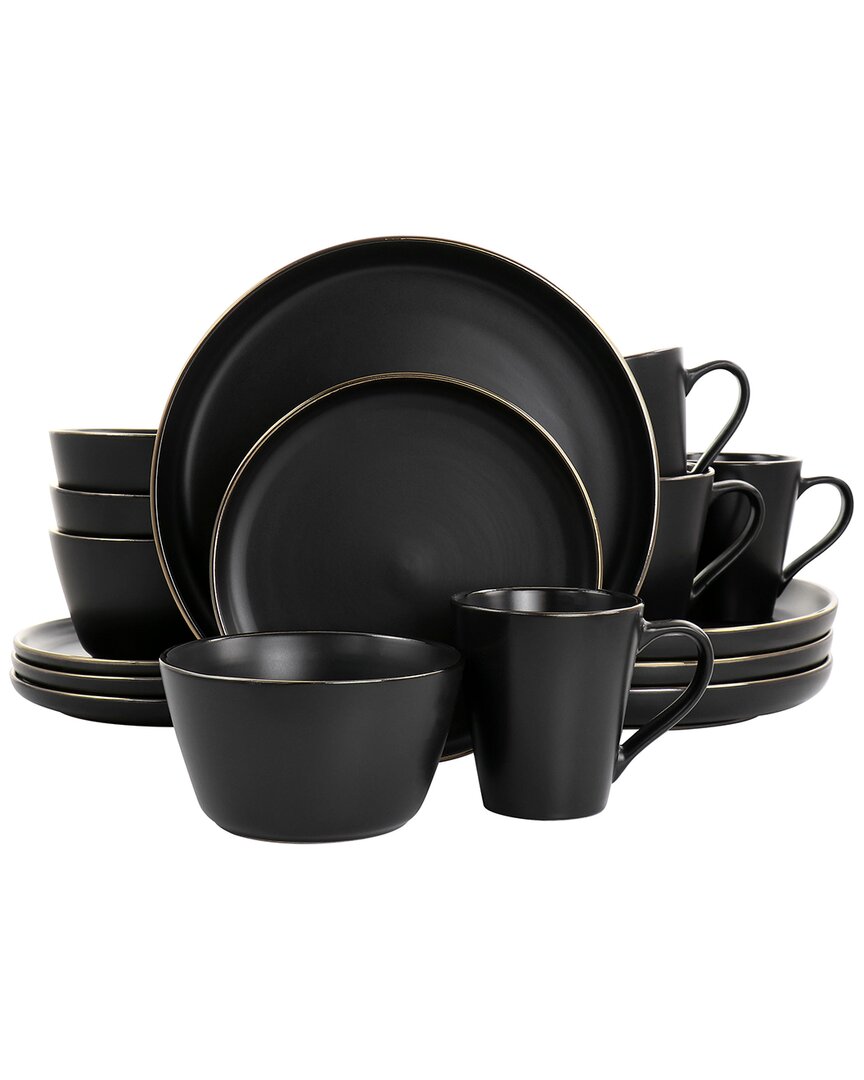 Elama Textured, Uneven Dimpled Design Emilio 16 Piece Stoneware Dinnerware Set, Service For 4