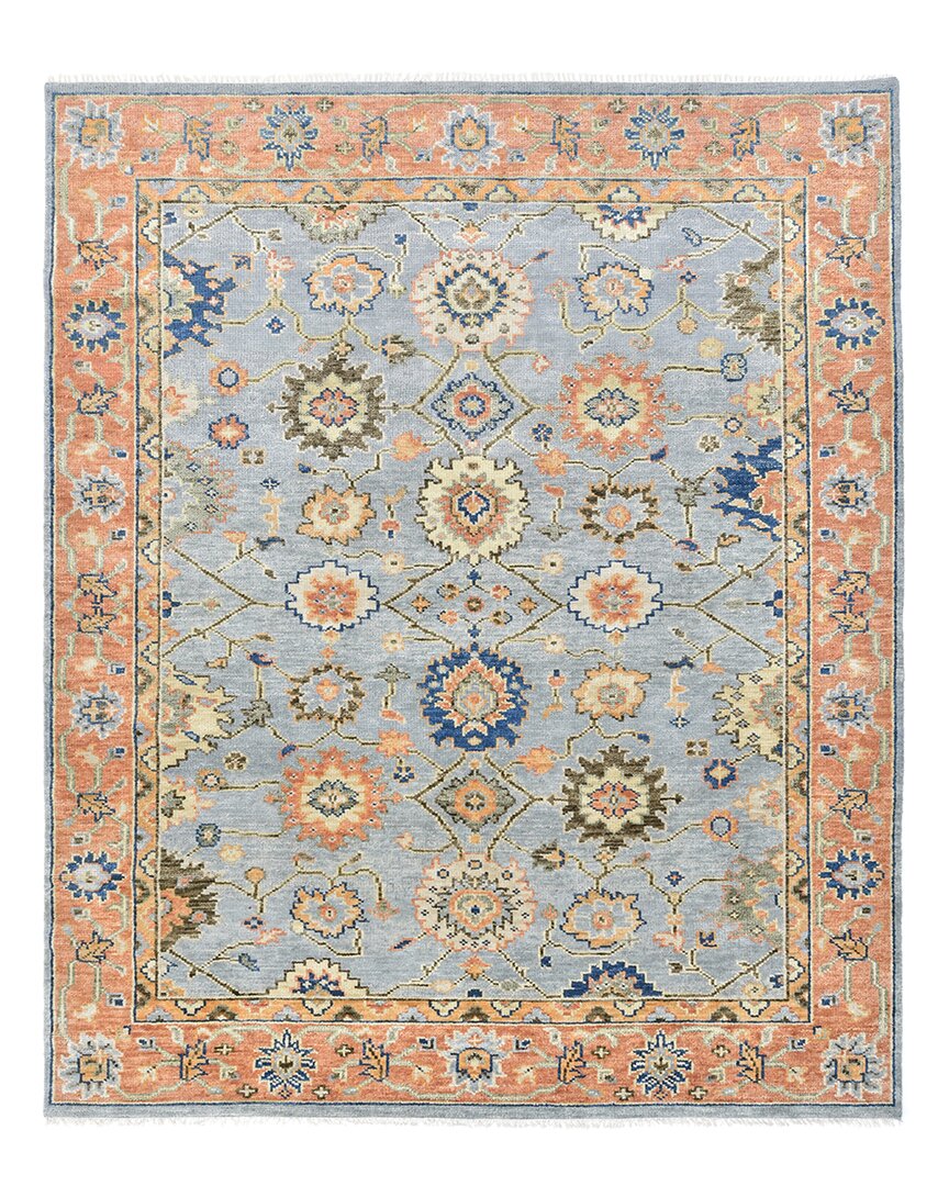 Solo Rugs Liza Contemporary Floral Hand-knotted Wool-blend Area Rug In Gray