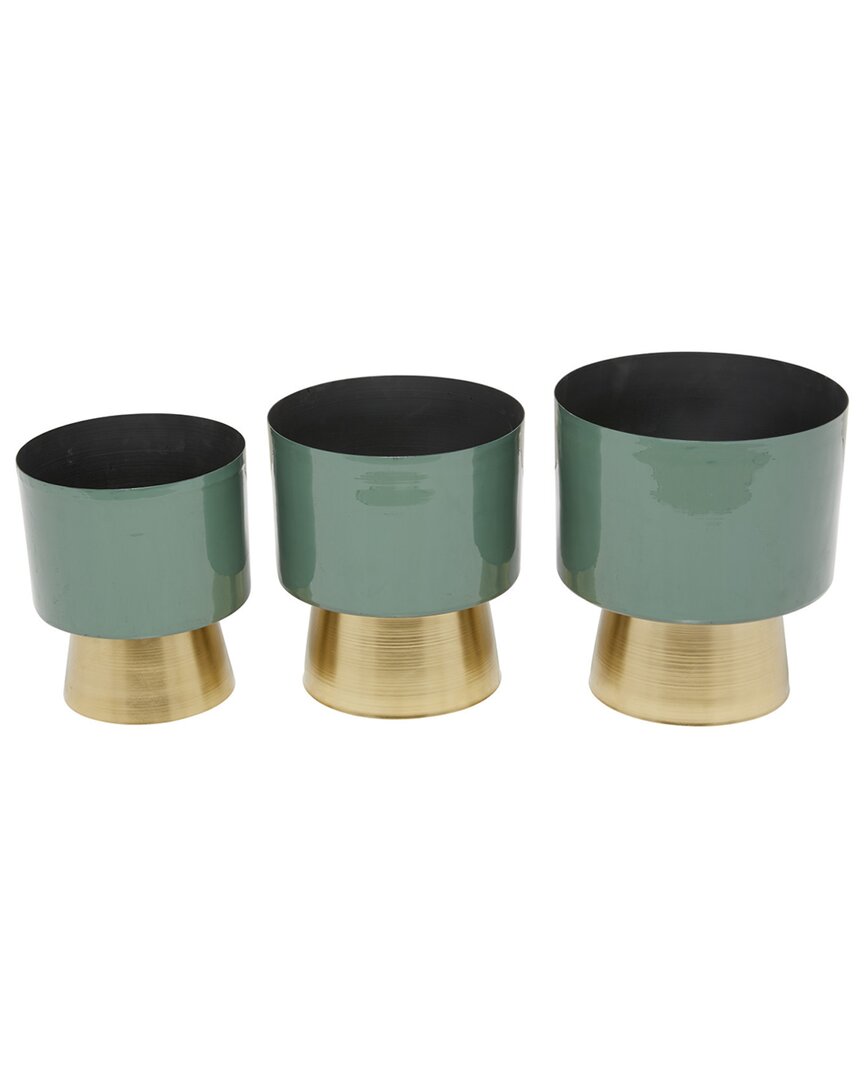 Peyton Lane Set Of 3 Modern Planters In Green