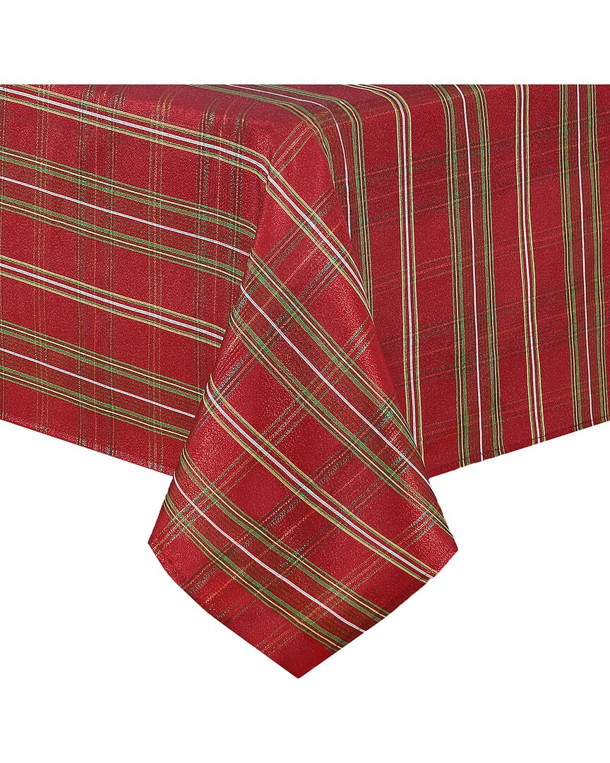 Elrene Home Fashions Shimmering Plaid Tablecloth In Red