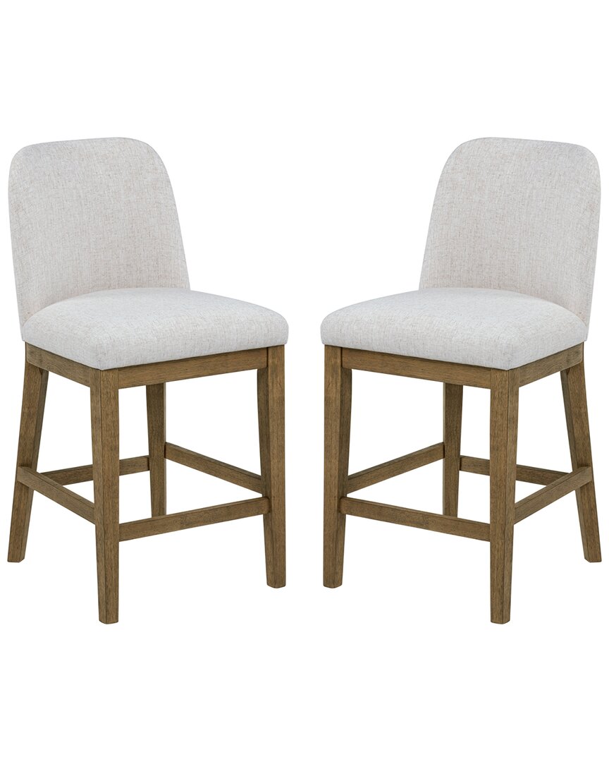 Linon Set Of 2 Tucker Upholstered Counter Stools In White
