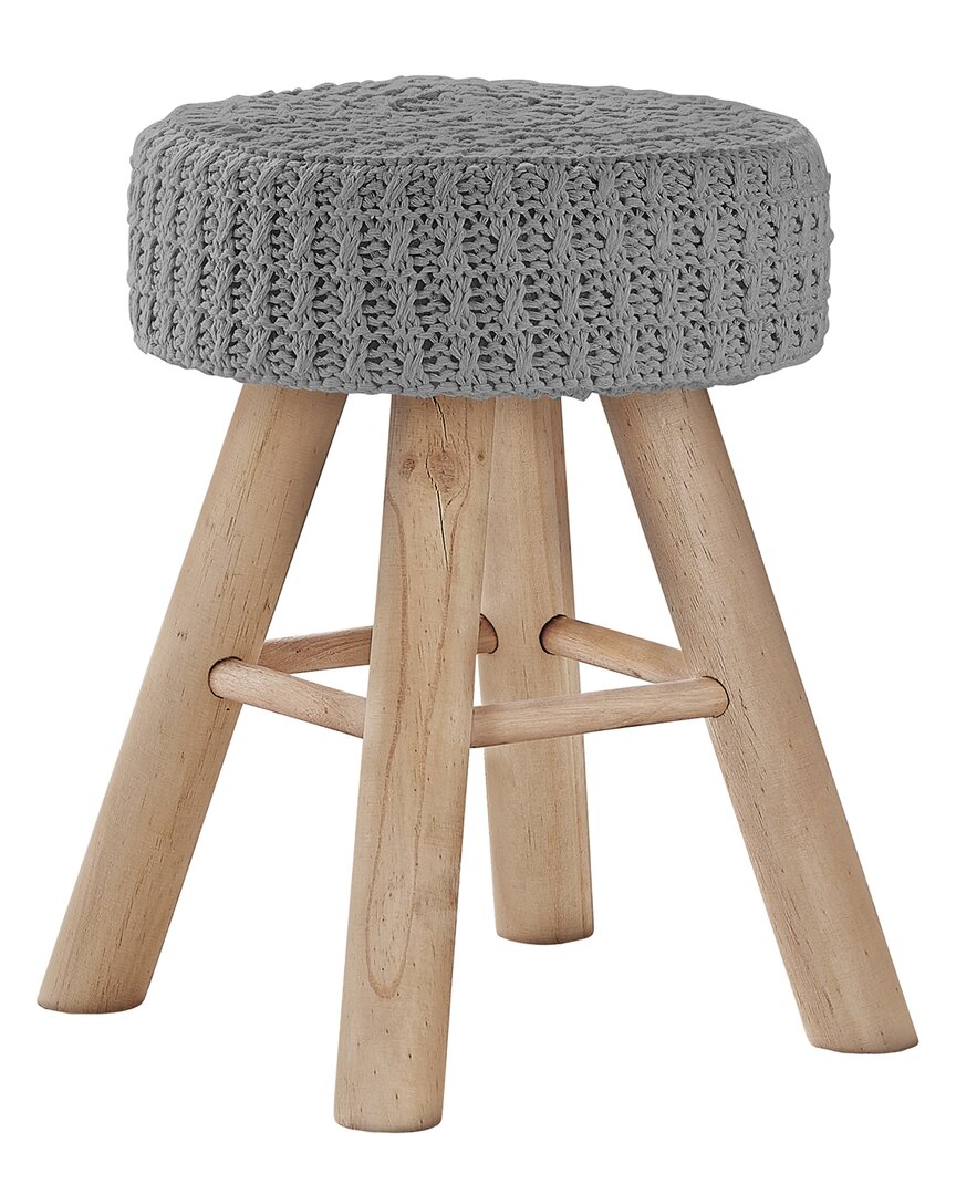 Monarch Specialties Grey Knitted Stool Ottoman