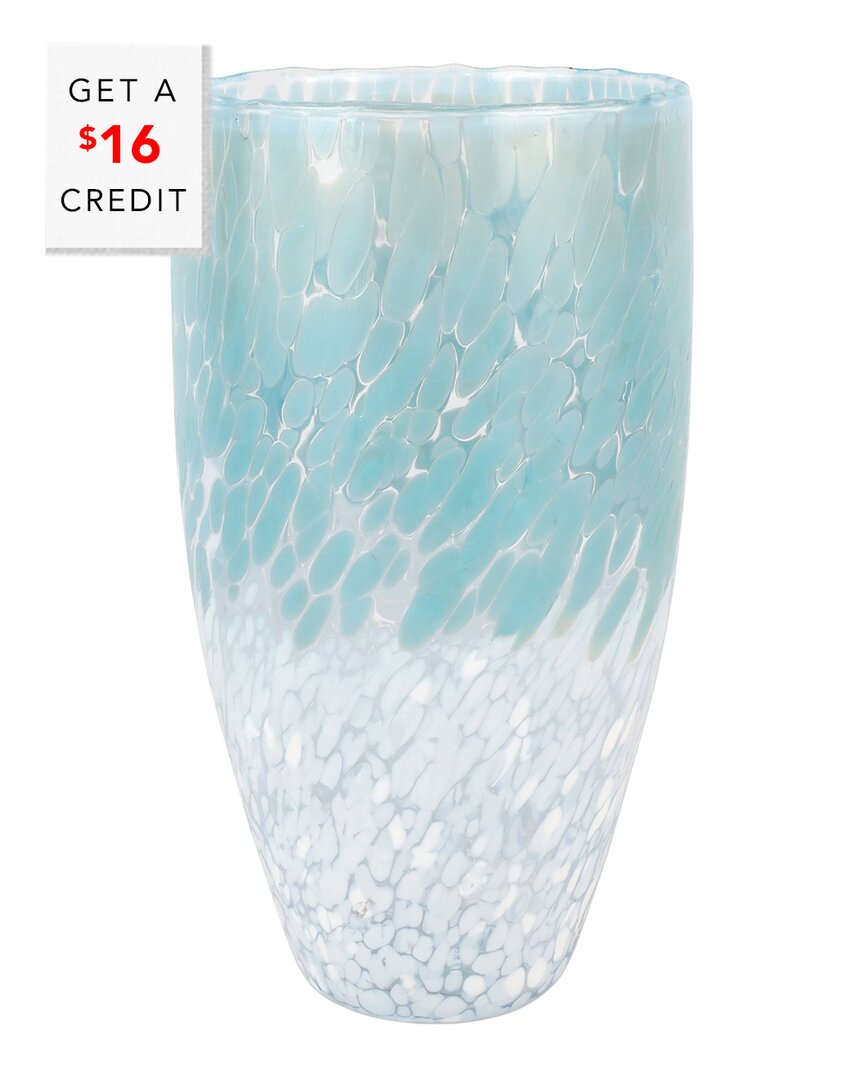 Vietri Nuvola Light Blue And White Tall Vase In Multicolor