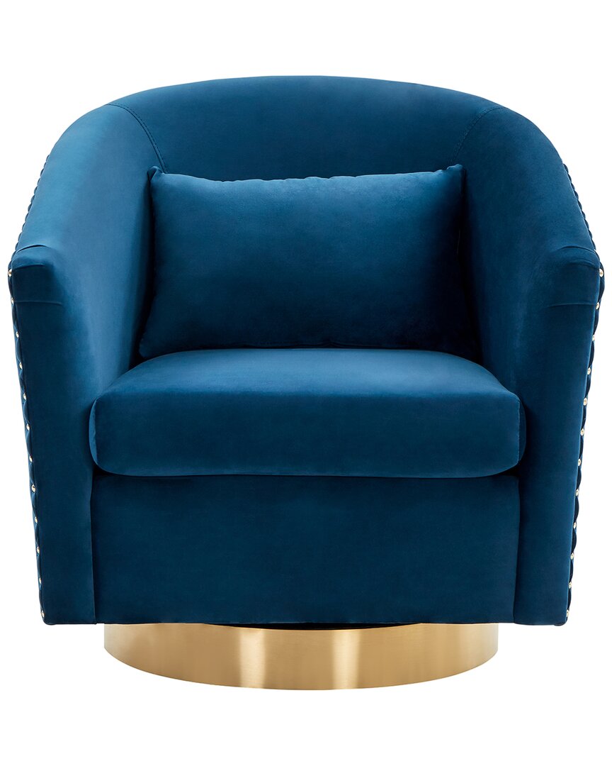 Safavieh Couture Clara Quilted Swivel Tub Chair In Navy