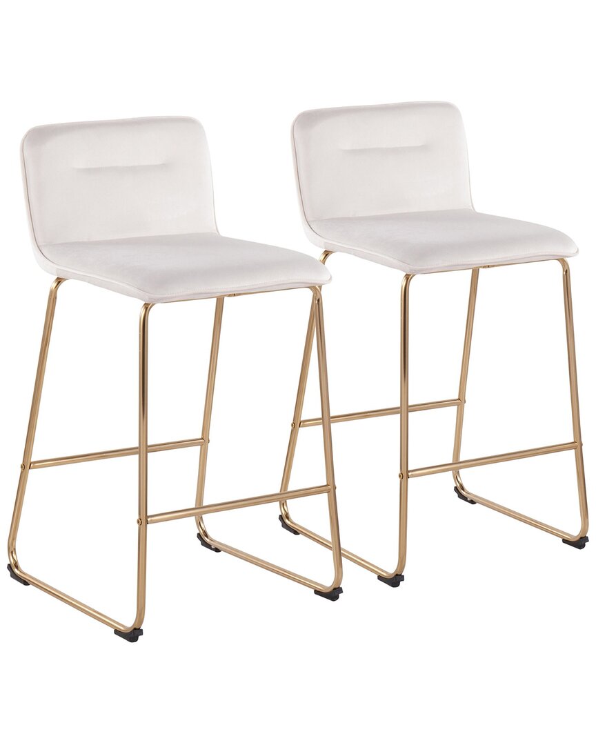 Lumisource Set Of 2 Casper Fixed-height Counter Stools In Gold