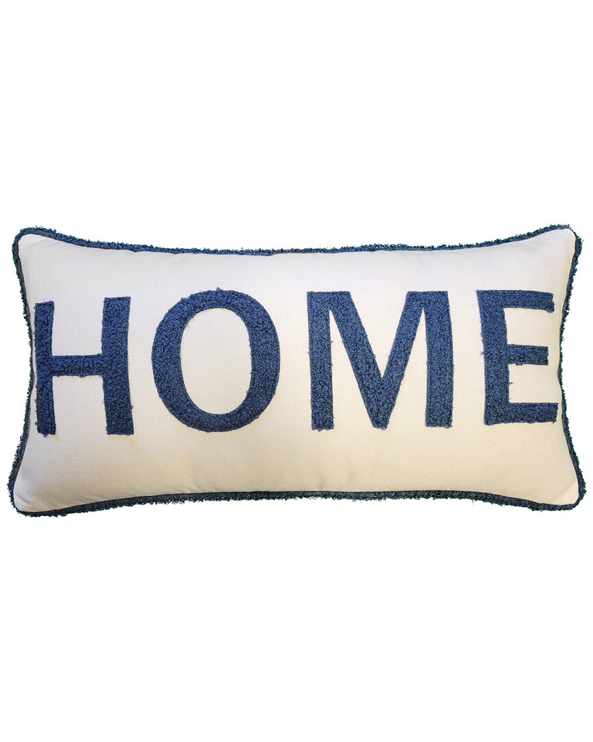 Edie Home Edie@home Home' Plush Laser Cut With Buffalo Check Reverse Decorative Pillow In Blue