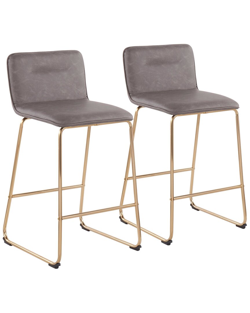 Lumisource Set Of 2 Casper Fixed-height Counter Stools In Gold