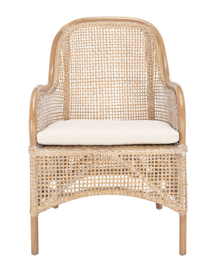 Safavieh Charlie Rattan Accent Chair With Cushion In Grey