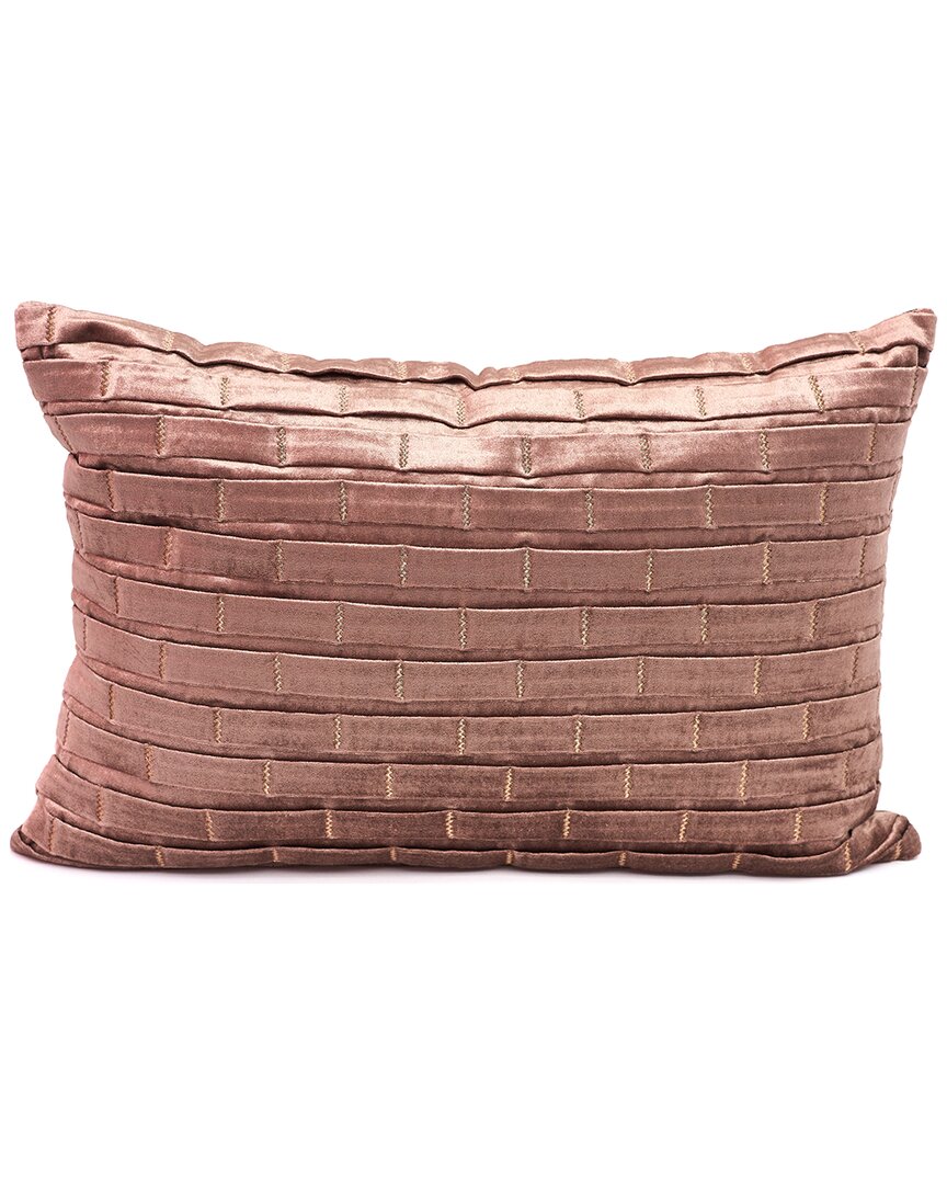 Harkaari Pleated Brick Design Velvet Throw Pillow In Taupe