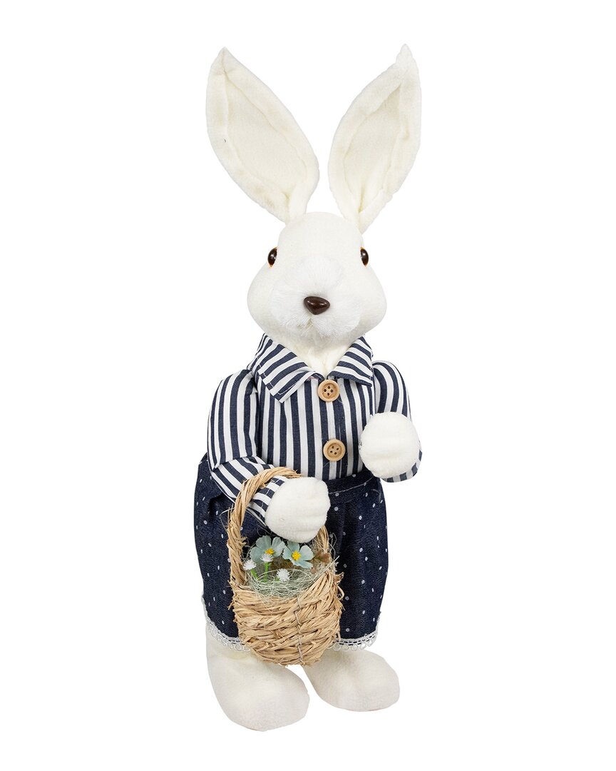 Northlight Standing Bunny With Basket Figure In White