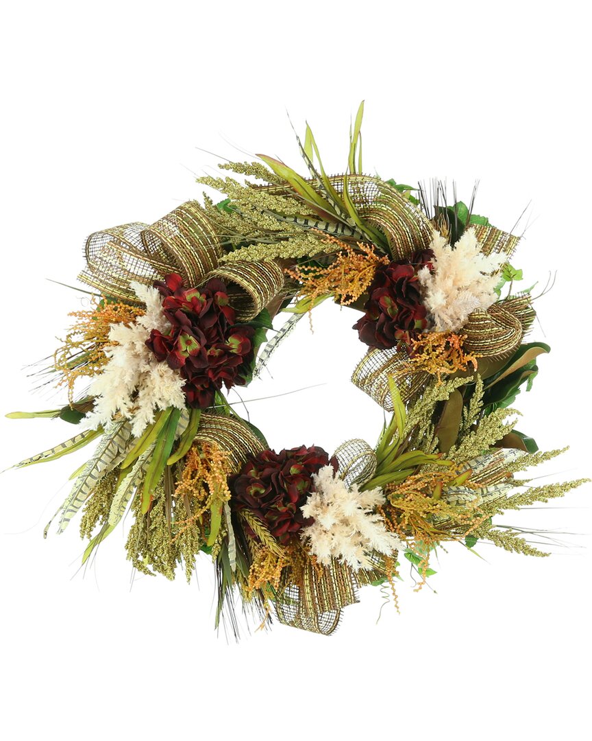 Creative Displays 22in Green, Burgundy, And Rust Mixed Floral Wreath