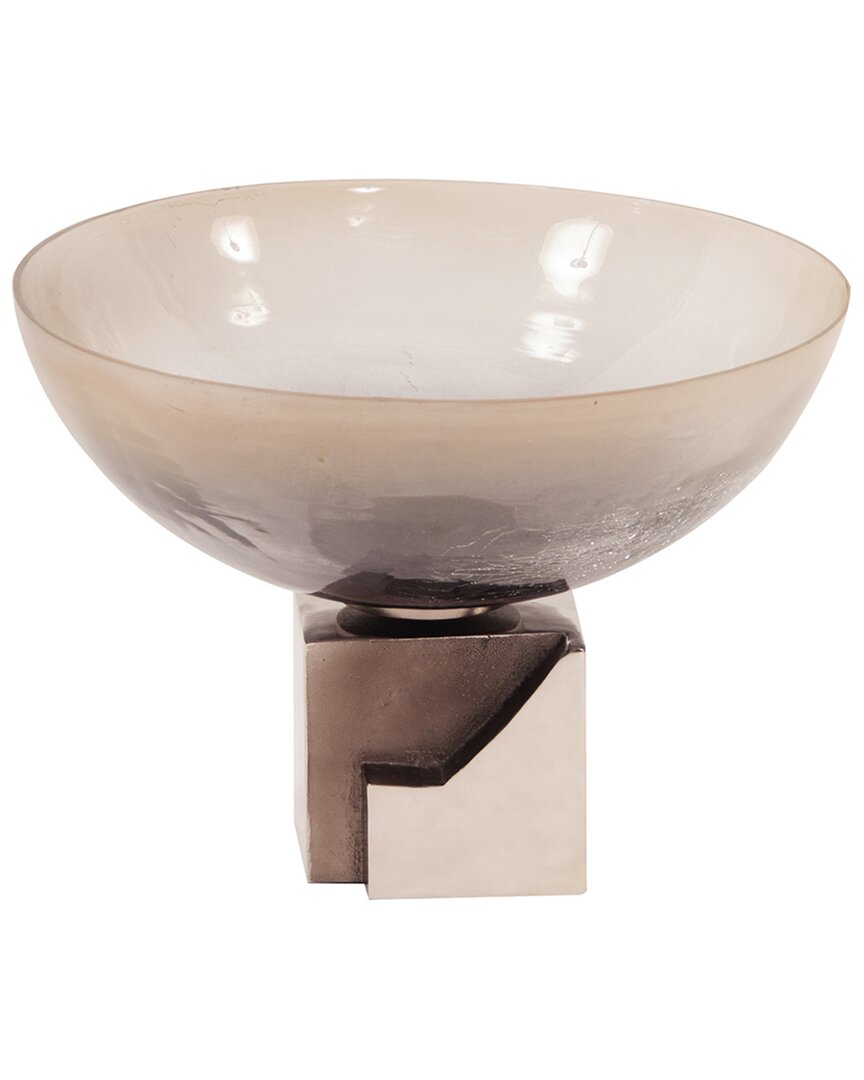 Howard Elliott Howard Elliot Ombre Glass Bowl On Square Aluminum Base