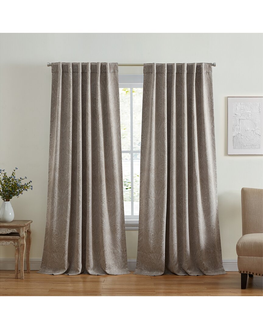 Elrene Vittoria Paisley Printed Blackout Curtain Panel In Brown