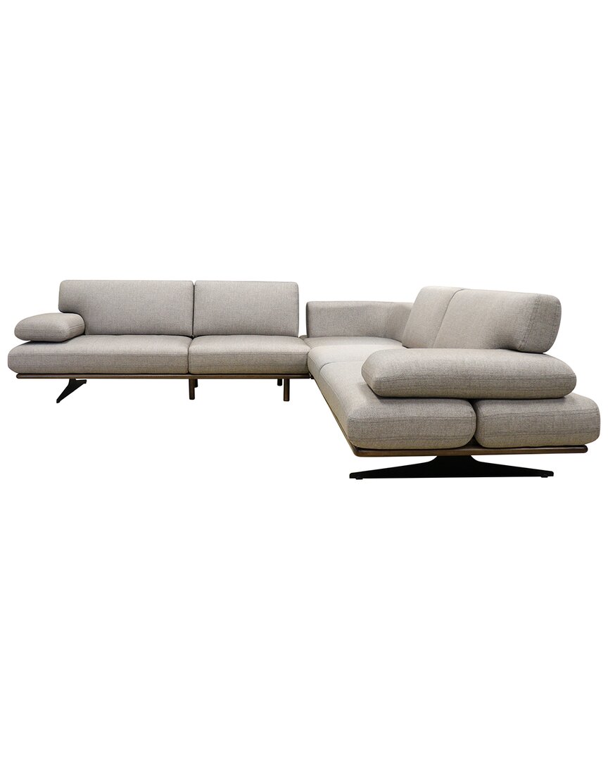Pasargad Home Belluno Taupe Faux Suede Sectional Sofa With Sliding Backrest &  Armrest In Brown