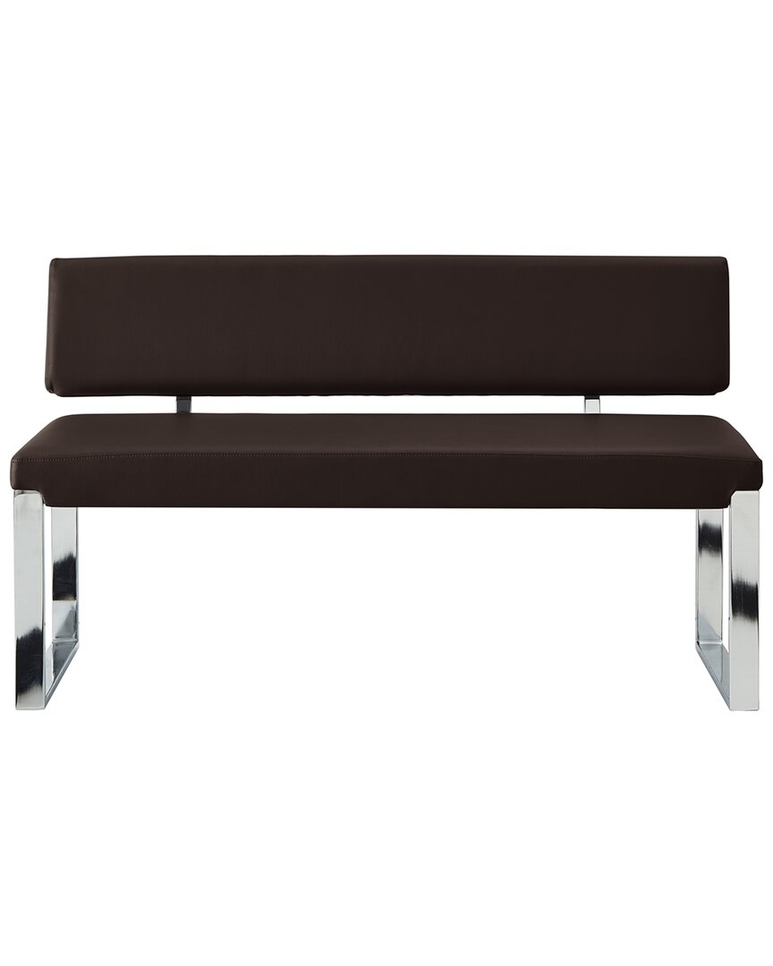 Inspired Home Lilyana Bench Upholstered Brown Leather Pu