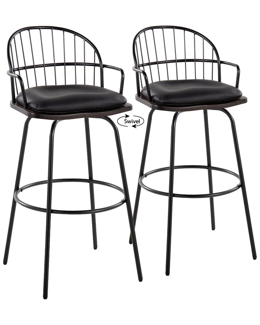 Lumisource Riley Claire 30 Fixed-height Barstool With Arms - In Black