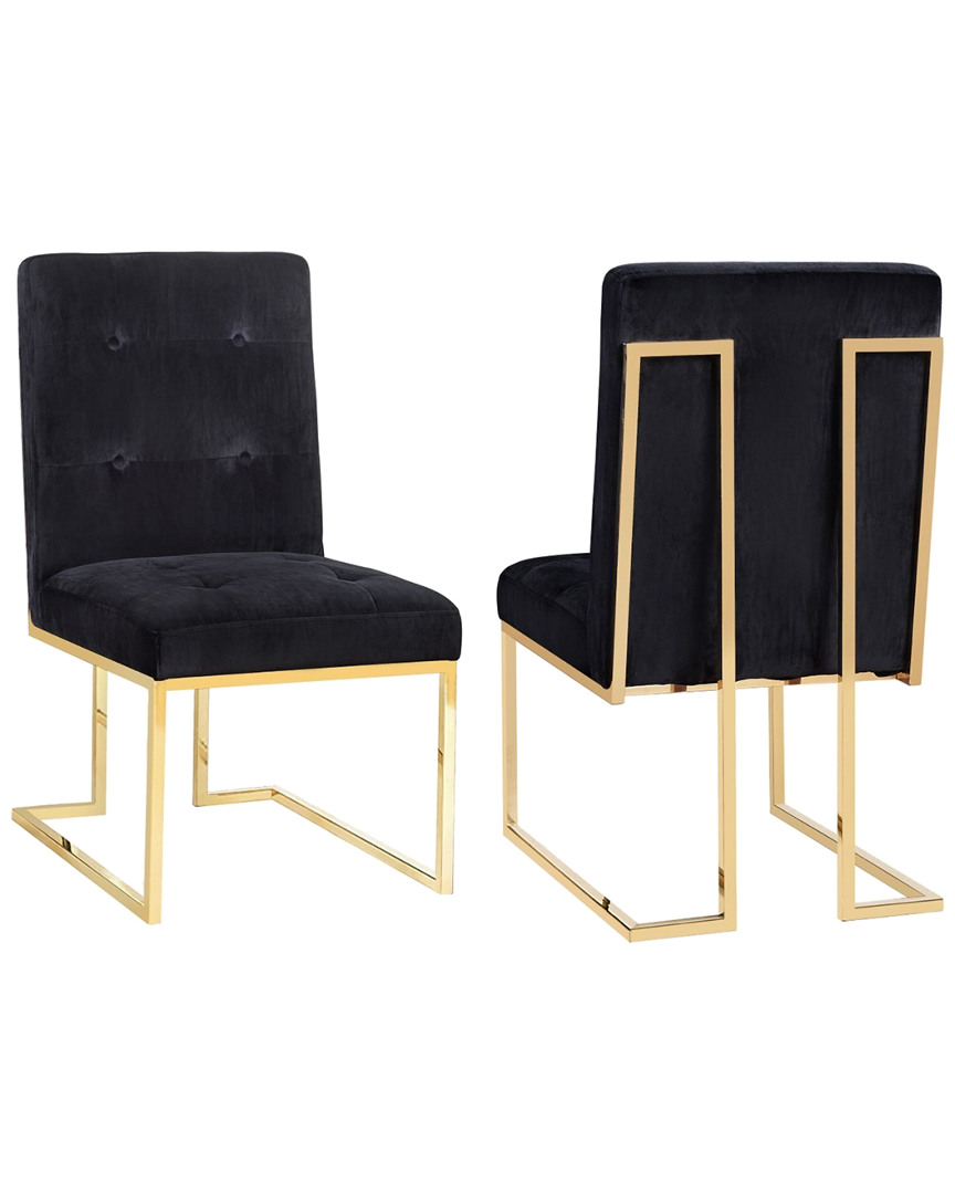 Tov Set Of 2 Akiko Black Velvet Chairs