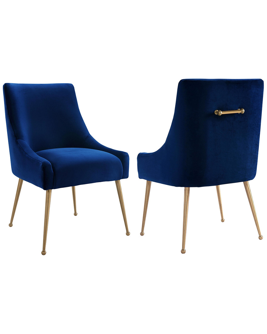 Tov Furniture Beatrix Navy Velvet Side Chair In Blue