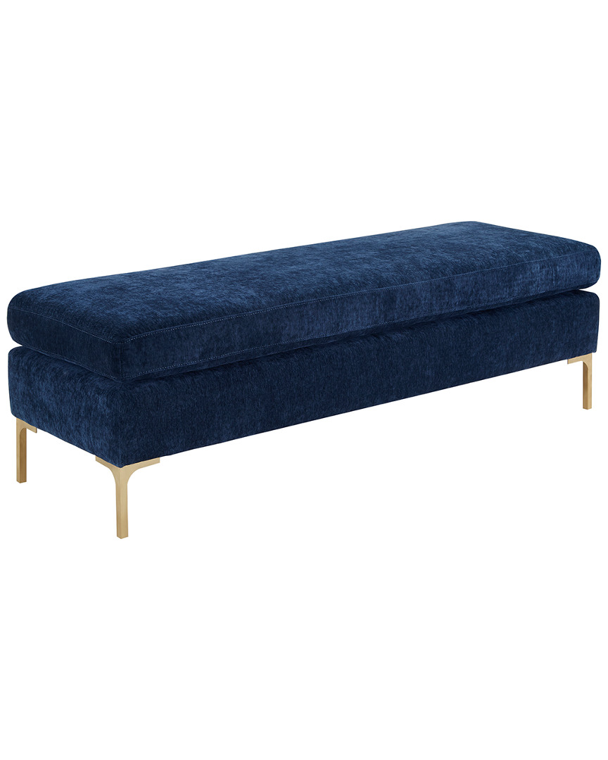 Tov Furniture Delilah Textured Velvet Bench In Navy