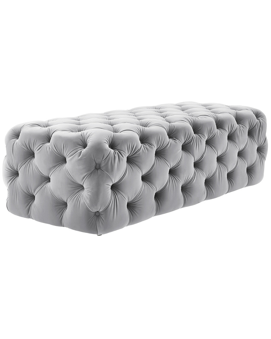Tov Furniture Kaylee Jumbo Grey Velvet Ottoman In Gray