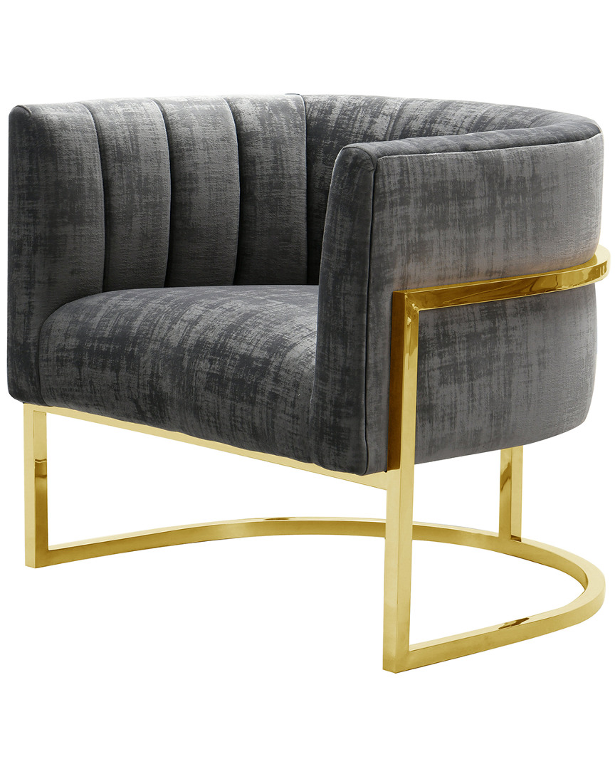 Tov Furniture Magnolia Grey Chair With Gold Base