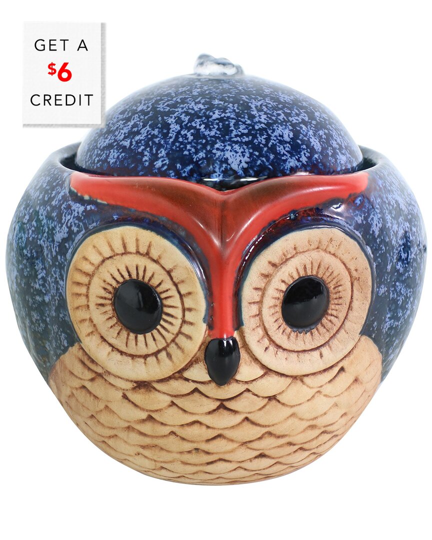 Sunnydaze Indoor Home Office Decorative Smooth Glazed Ceramic Owl Tabletop Water Fountain Feature - 7" In Multi