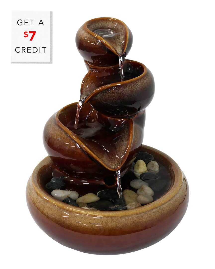 Shop Sunnydaze Tiered Vessels Indoor Ceramic Tabletop Water Fountain With $7 Credit