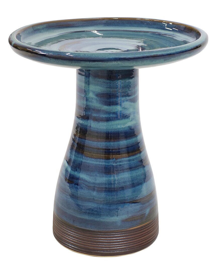 Shop Sunnydaze Duo-tone Ceramic Bird Bath In Blue