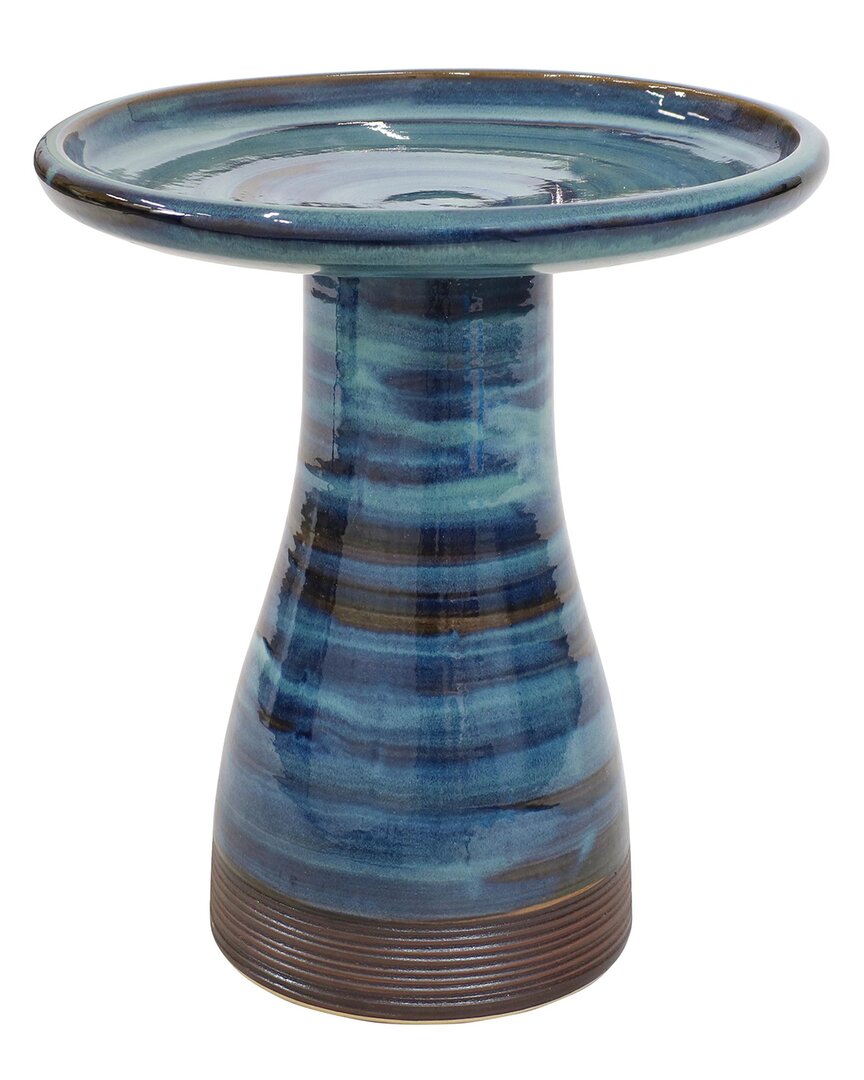 Sunnydaze Elegant Outdoor Ceramic Bird Bath In Blue