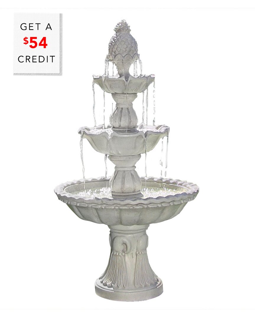 SUNNYDAZE SUNNYDAZE 3-TIER WELCOME OUTDOOR WATER FOUNTAIN BACKYARD PATIO FEATURE WITH $54 CREDIT 
