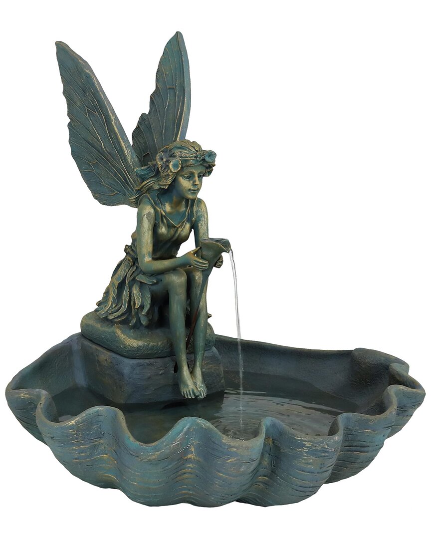 Sunnydaze 30"h Electric Fiberglass Fairy Shell Outdoor Water Fountain In Bronze