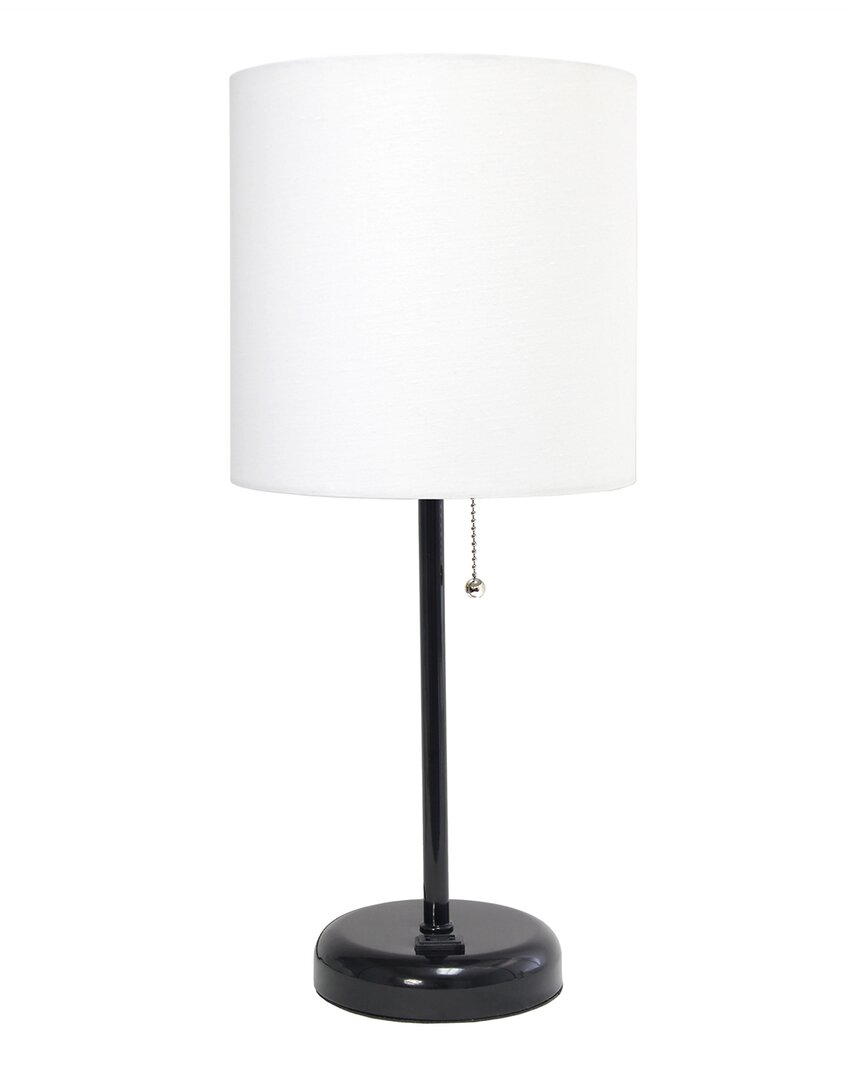 Lalia Home Oslo 19.5in Contemporary Bedside Power Outlet Base Standard Metal Table Desk Lamp In Black