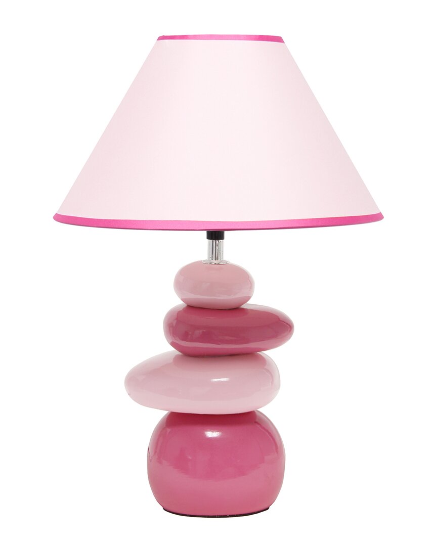 Lalia Home Priva 17.25in Contemporary Ceramic Stacking Stones Table Desk Lamp In Pink