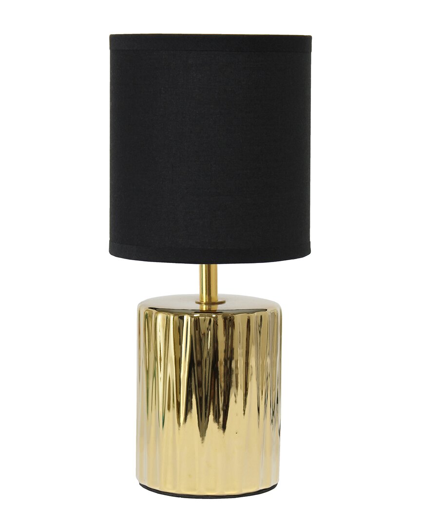 Lalia Home 11.61in Tall Contemporary Ruffled Metallic Gold Capsule Bedside Table Desk Lamp