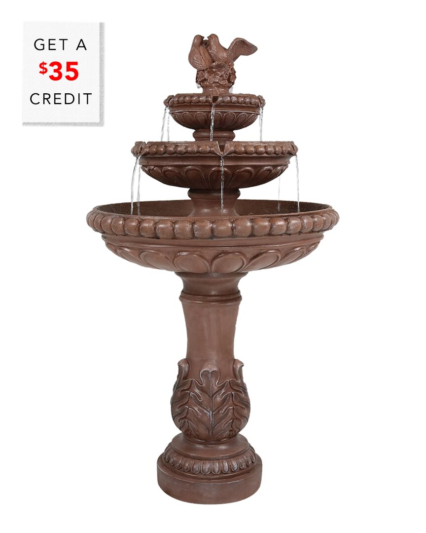 Shop Sunnydaze 3-tier Dove Pair Outdoor Water Fountain 43in Patio And Garden Feature With $35 Credit In Brown