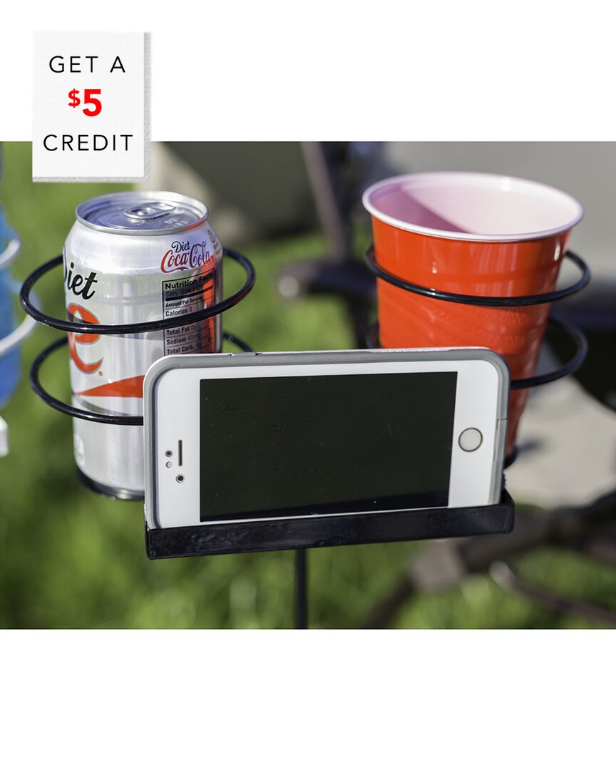 Sunnydaze Dual Outdoor Drink Holder Stakes Phone Tray & Beverage Holder (2) With $5 Credit In Black