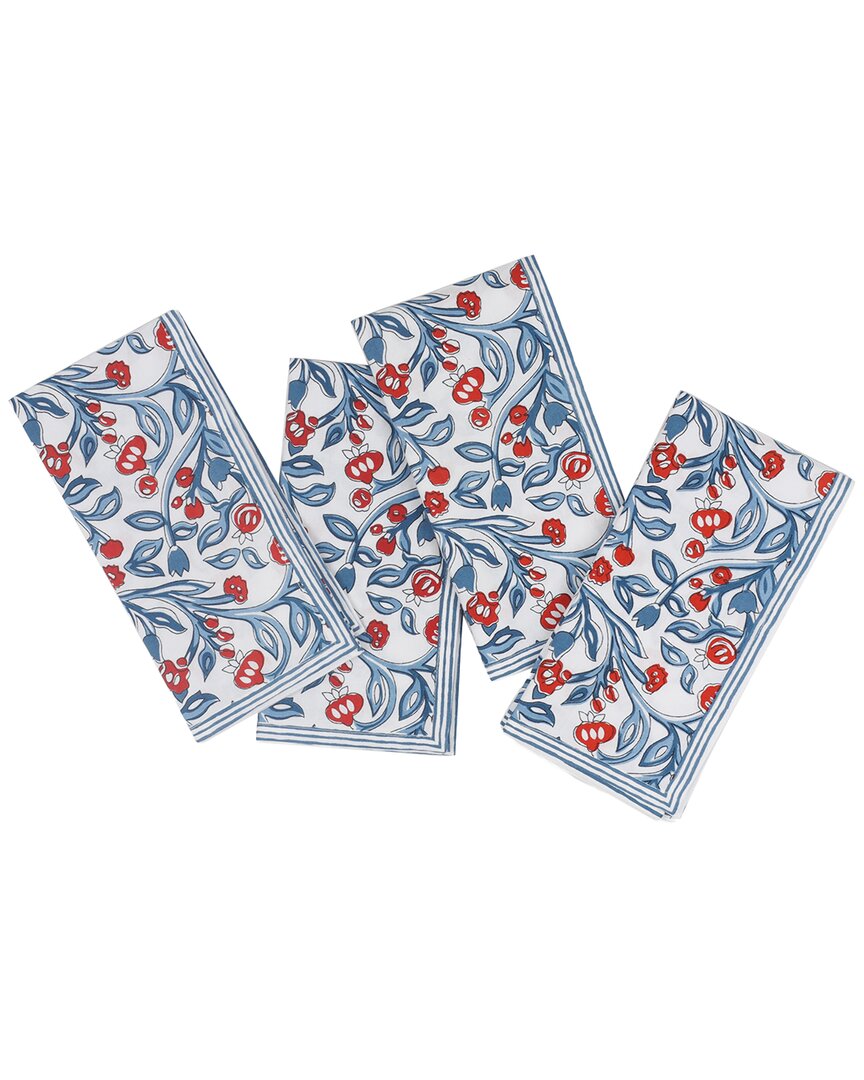 Tiramisu Chic Contrast Block Print Cotton Napkins In Blue