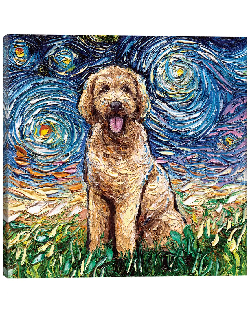 Icanvas Goldendoodle Night By Aja Trier Wall Art