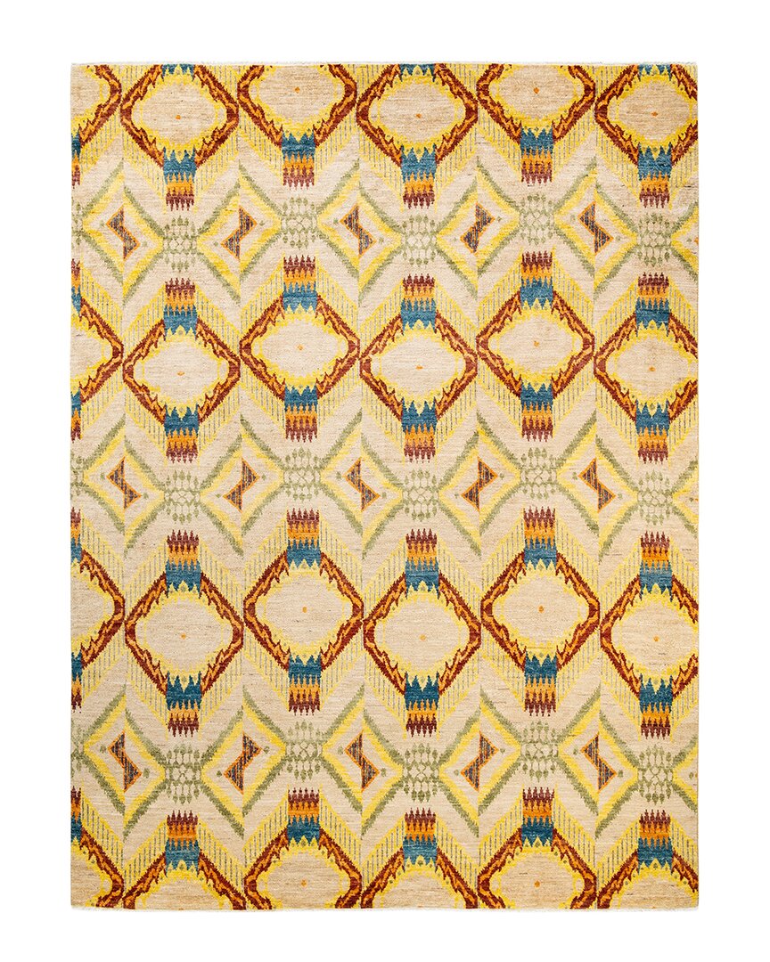 Solo Rugs Modern Hand-knotted Wool Rug In Yellow