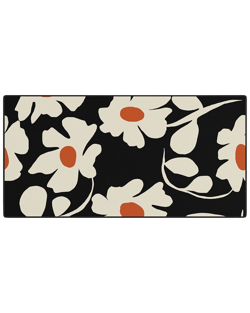 Deny Designs Miho Black And White Floral I Desk Mat
