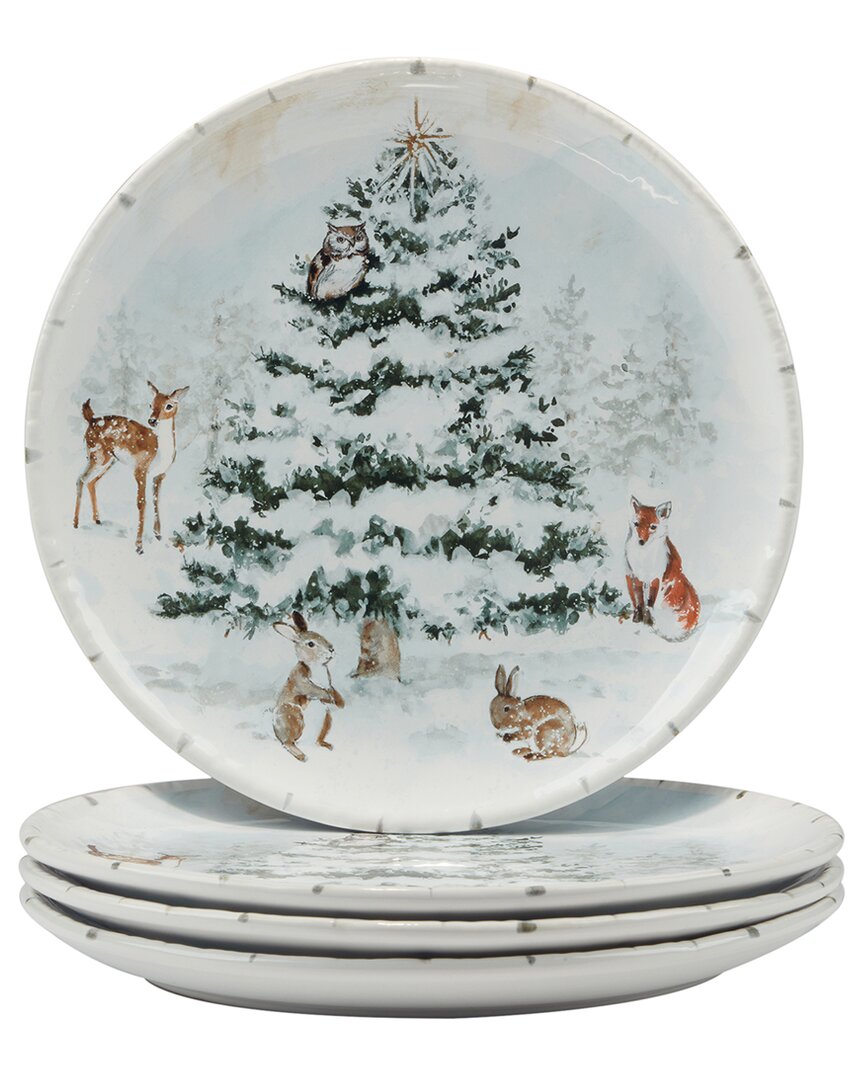Certified International Winter's Frost Set Of 4 Dinner Plates