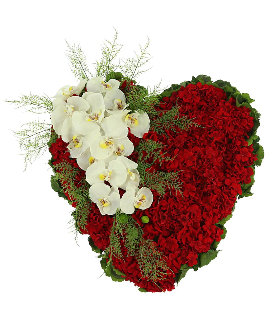 Creative Displays Red Geranium And Orchid Heart Arrangement In Red