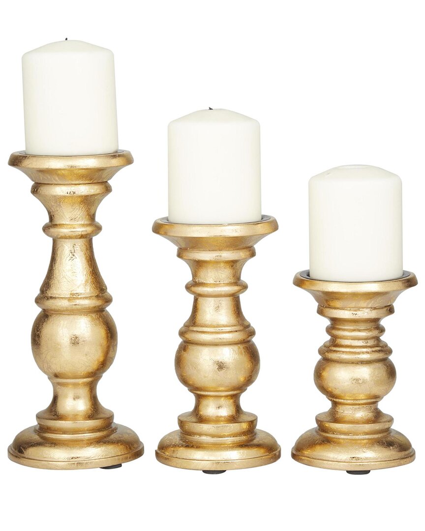 Peyton Lane Gold Mango Wood Turned Style Pillar Decorative Ca