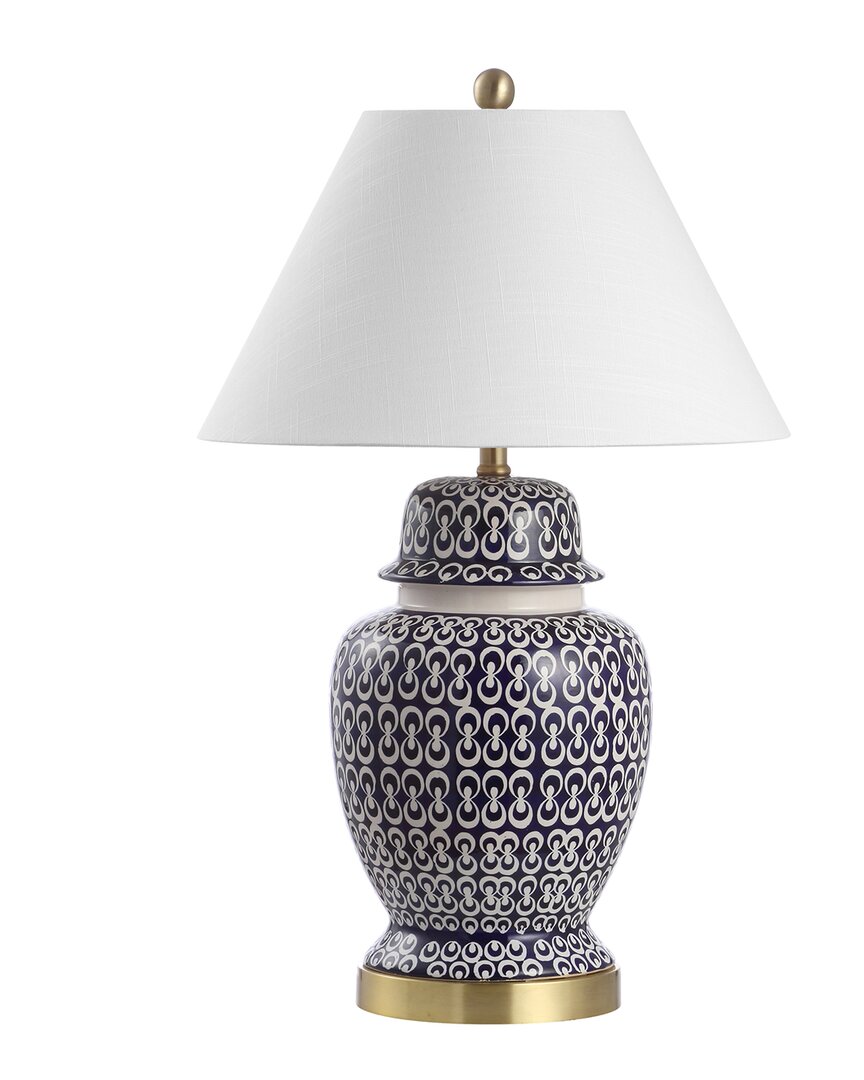 Jonathan Y Tegola 28.5 Ceramic Iron Coastal Modern Led Table Lamp In Blue